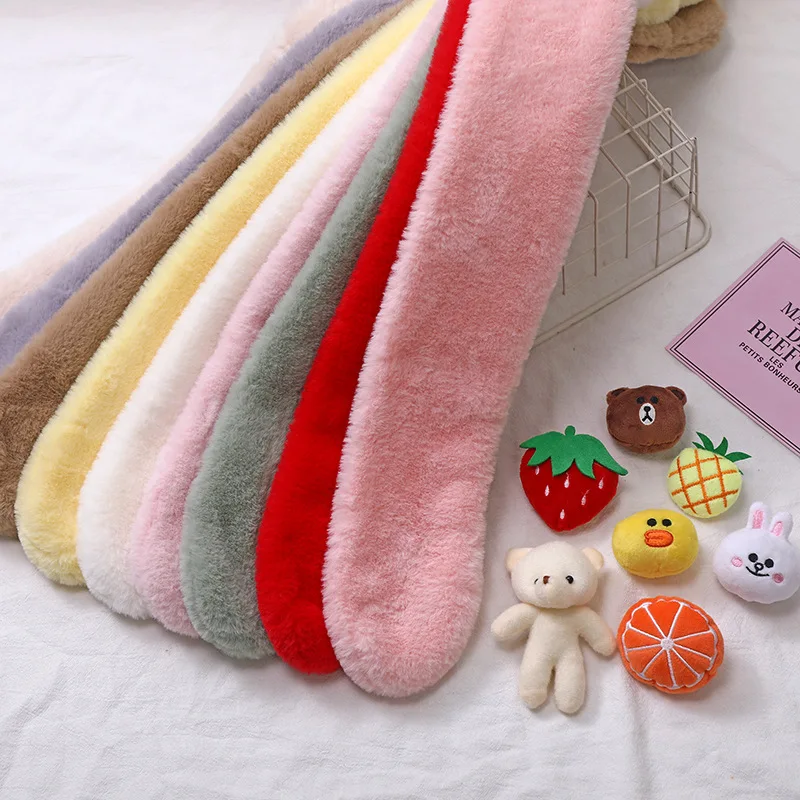 Baby Plush Scarf Autumn Winter Kids Warm Faux Fur Cross Scarves Cute Girl Boy Cartoon Soft Neck Ring Scarf New Korean Style