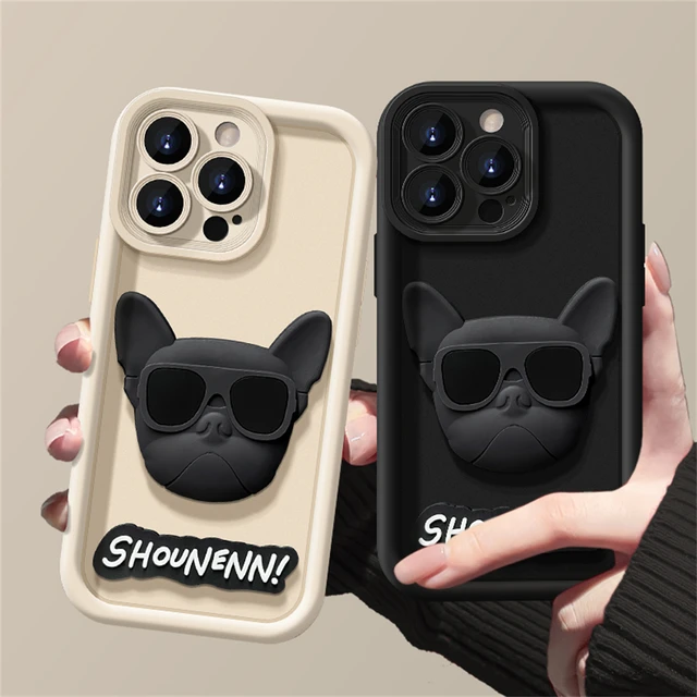 iPhone14 ケース　立体 ブルドッグ　3D　ベージュ　犬　新品 スマホケース 3D Print 全面印刷 ツヤ加工 iPhone 14 13 mini Pro