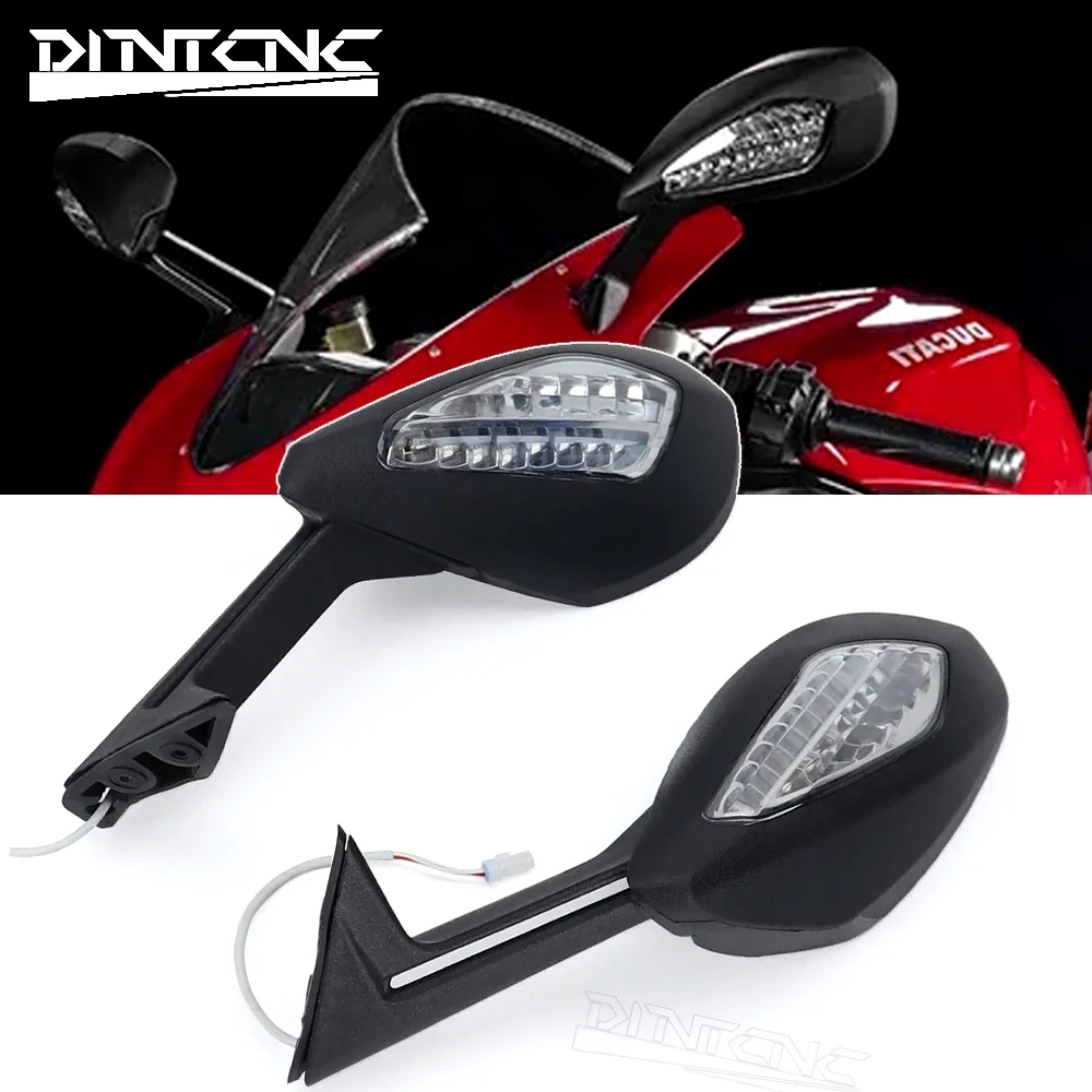 

For DUCATI Panigale 1299 959 1299R LED Turn Signal Lighting Rearview Mirror Blinking Left Right Glass Motorcycle Accessories
