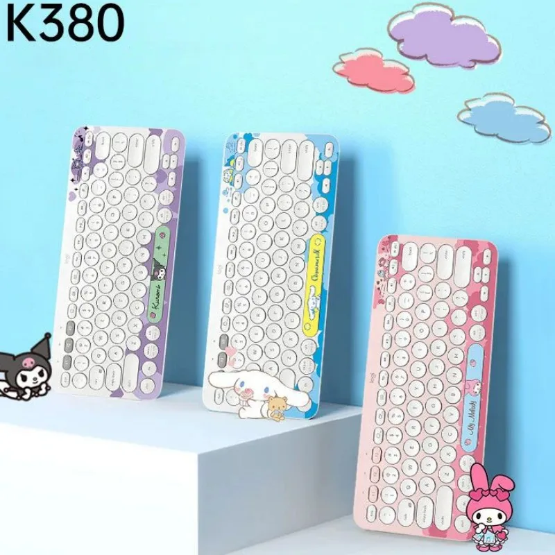 Logitech K380 Sanrio Cinnamoroll Kuromi Wireless Keyboard Mouse Bluetooth Keyboard Set Usb Gaming Mini Portable Kawaii Gift