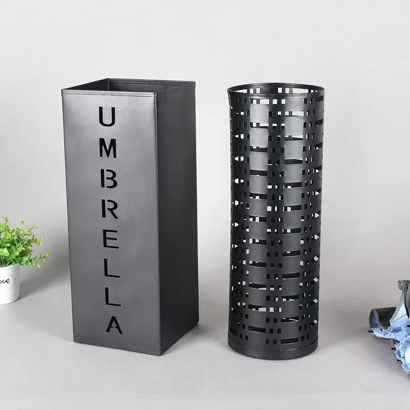 Metal Umbrella Stand Newspaper Magazine Storage Organizer Stamped Embossed Square Design Dried Flower Vase Holder