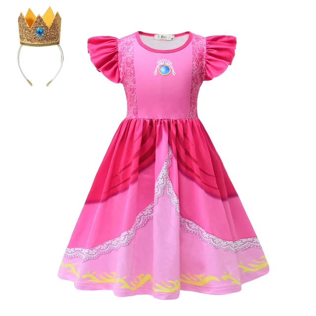 thumbnail image 1 of Disfraz de princesa Peach 3-10T para niños, traje de Cosplay, vestido de Margarita y galaxia, ropa de Halloween, fiesta de cumpleaños, trajes de baile, actuación, 1 of 5