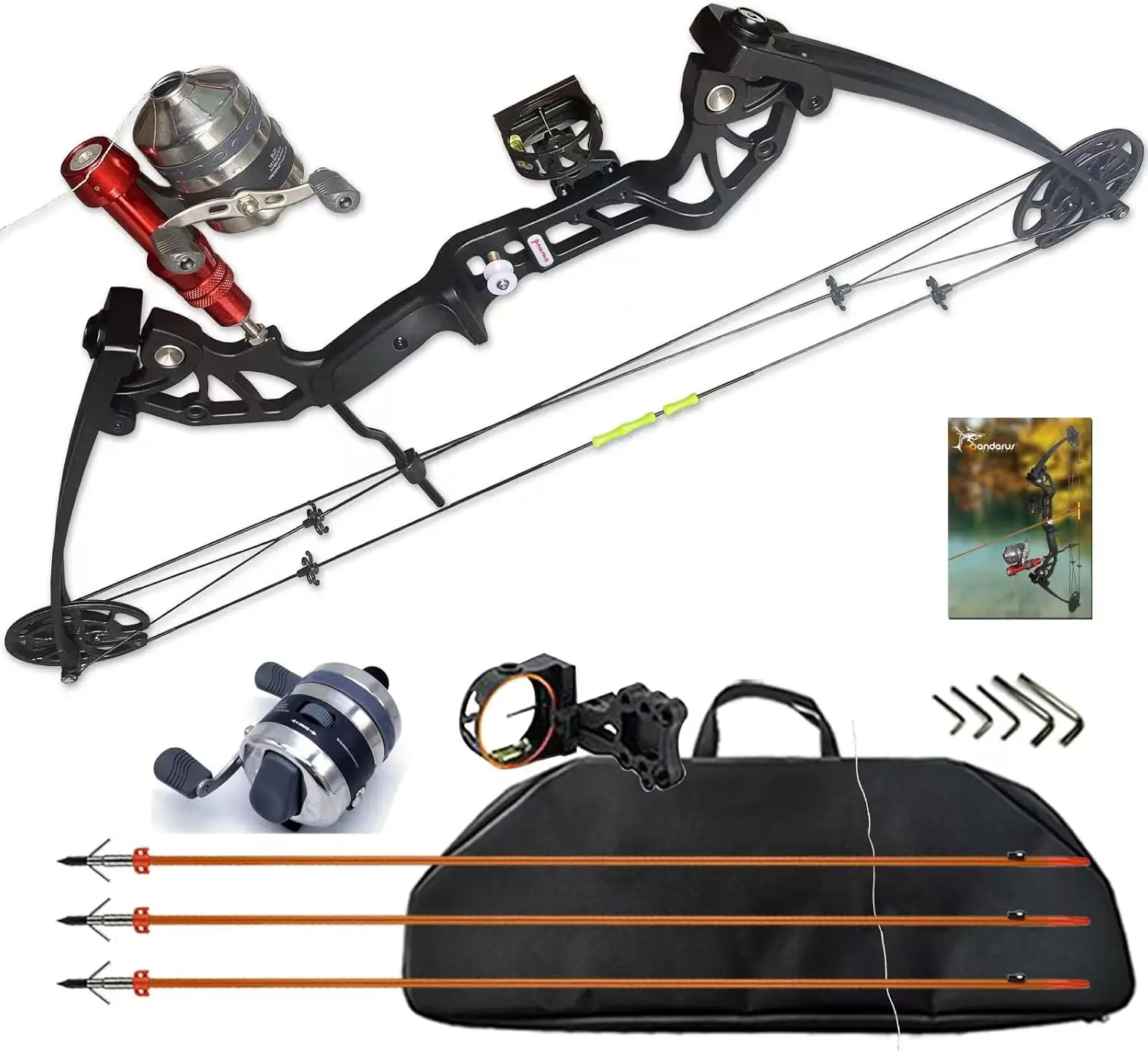 Bow Kit with Arrow Ready to Shoot Right Handed 15-45 LBS Draw Length 18"-29.5" Adjustable,Axle-to-Axle: 34.2",Complet
