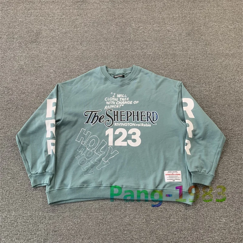 

Blue RRR123 Sweatshirts Men Women High Quality Plush Hoodie Vintage Oversized Loose Fitting Pullover RRR 123 Top