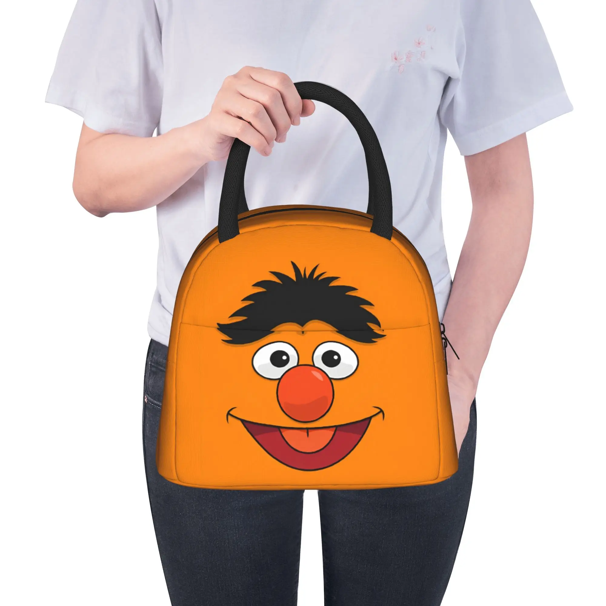 Anime Sesames Streets Cookie Monster Isolierte Lunchtasche, auslaufsicherer Lunchbehälter, Thermotasche, Tragetasche, Lunchbox, Picknick-Lebensmitteltasche – Detail 8
