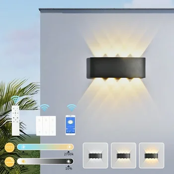 IP65 โคมไฟติดผนังกันน้ําโมเดิร์นไฟ LED ผนังสําหรับสวนกลางแจ้ง Sconce ห้องนั่งเล่นตกแต่งพื้นหลังสีดํา Spotlight แสง 2