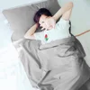 Sleeping Bag Liner Camping Sheet Removable And Washable With Pillow Pocket Full-body Wrap Sleep Sack For Trains Backpacking 3