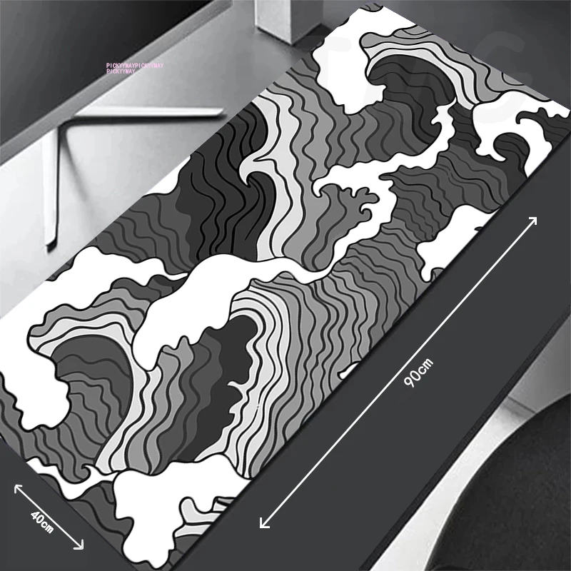 

Wave Design Mouse Pads Black And White Table Mats Computer Mousepad Company Big Desk Pad 90x40cm Large Gamer Mousepads Mouse Mat