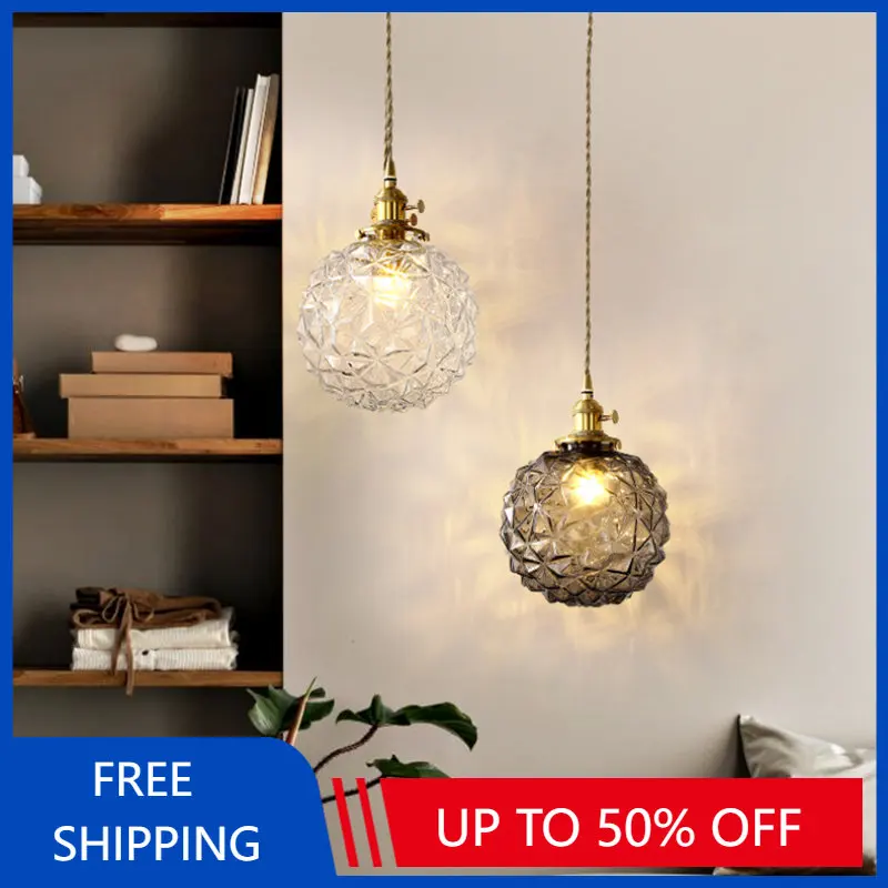 

Nordic Modern Luxury Glass Pendant Lamp Dining Room Bar Restaurant Bedroom Bedside Lights Hanging Lighting Indoor Smoke Grey Led