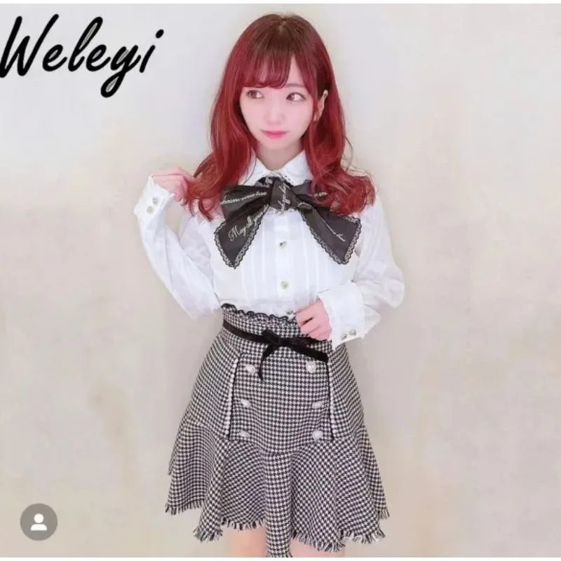 japanese-sweet-princess-short-skirt-jirai-kei-2024-spring-new-lolita-women's-plaid-velvet-fish-tail-wrap-short-skirts-for-women