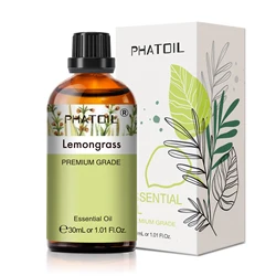 PHATOIL Aromatherapy Essential Oil Blend - 30ml Lemon Eucalyptus, Lavender, Bergamot, Jasmine, Juniper, Rose, Vanilla Scent - 30ml (Lemongrass)