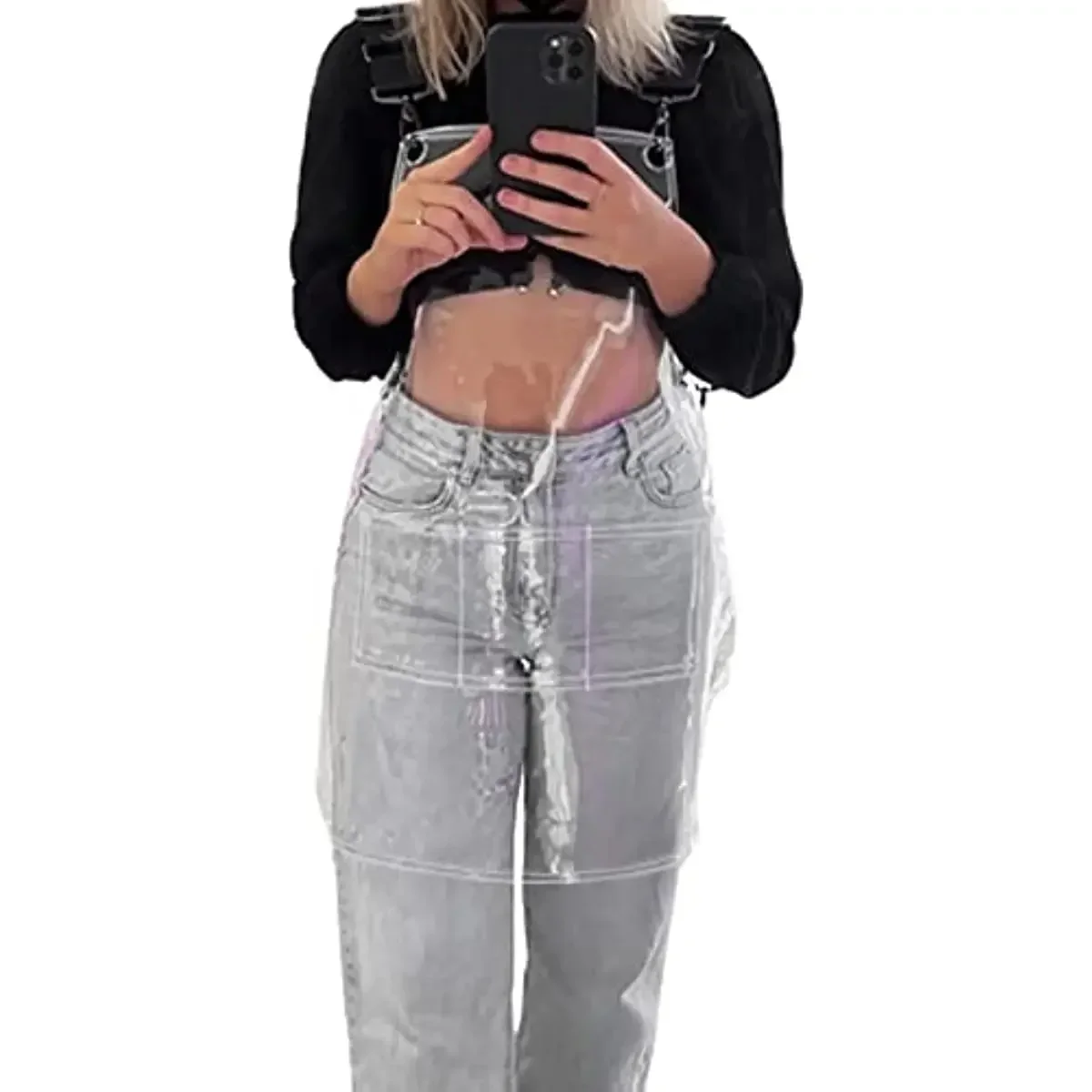 New Fashion Pink Clear Transparent PVC Kitchen Apron Restaurant TPU Thick Hairdresser Cafe Waterproof Nail Salon 3 Pocket Apron 3