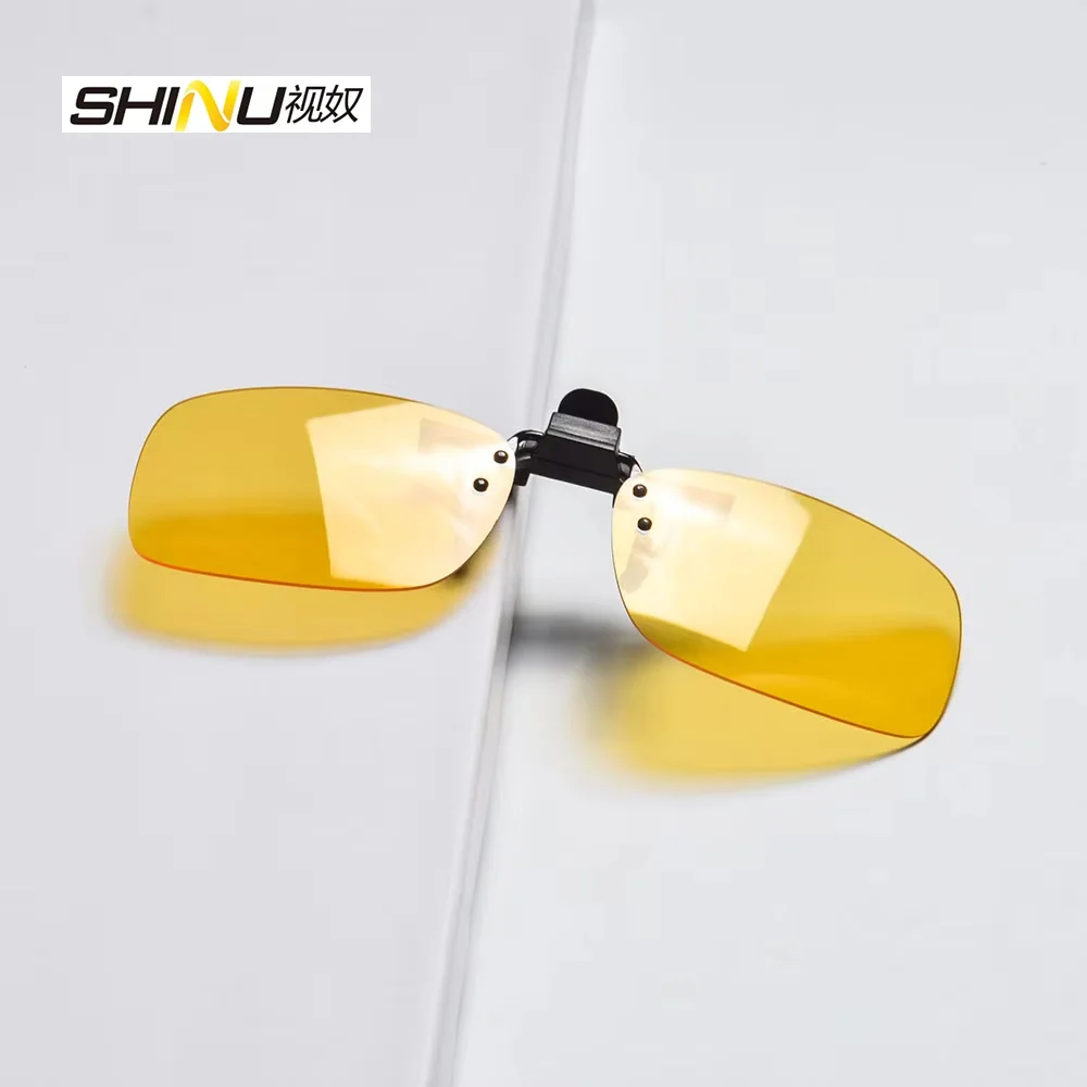 SHINU Anti Blue Light Clip On Glasses Polarized Sunglasses Orange Lens Bluelight Blocking Yellow Anti-Glare Driving Lenses