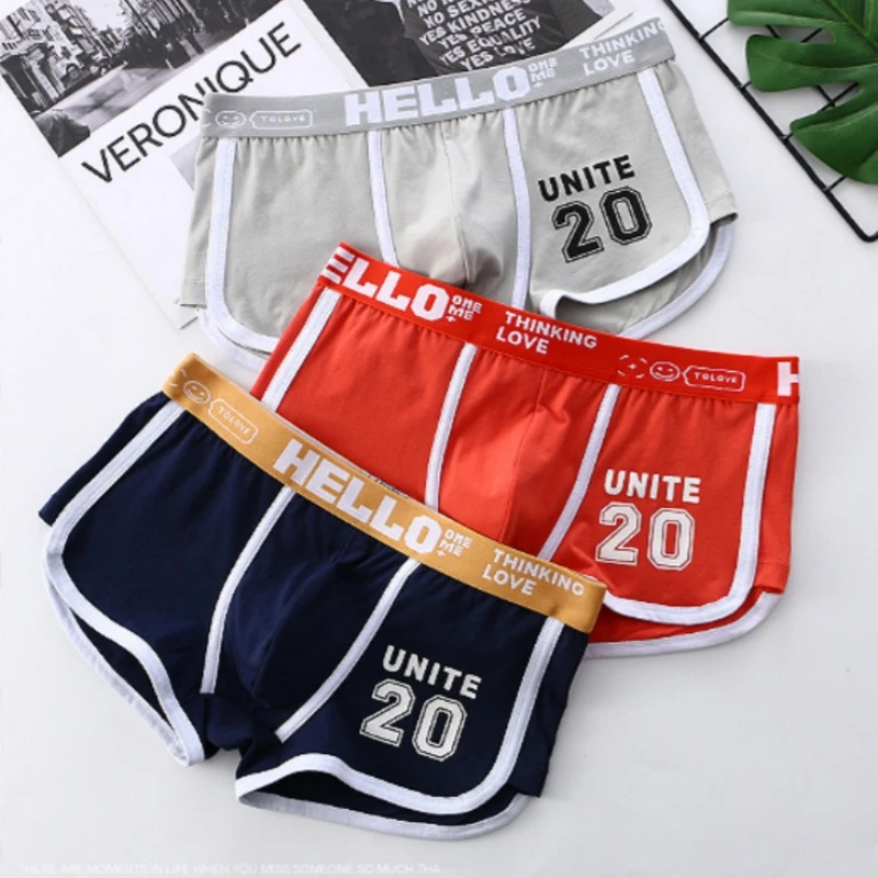 

Men's Cotton Printed Underwear Fashion Oversized Sport Breathable Comfortable Boxer Shorts Mid Waist Flat Corner Underpants