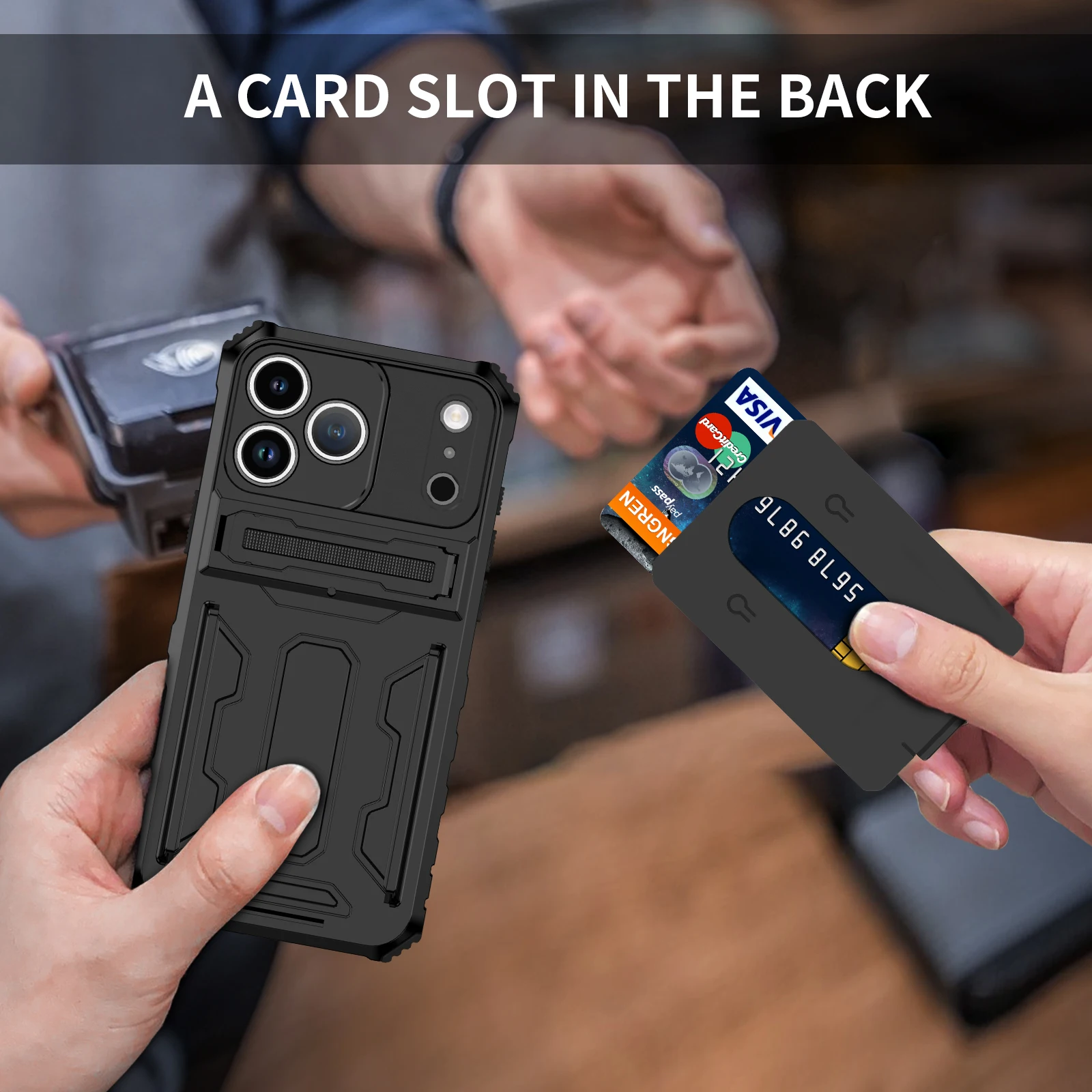 Shockproof Card Wallet Phone Case with ID and Cash Pocket