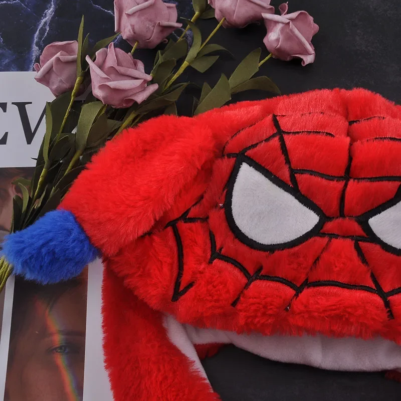 2024 nowe Anime Cosplay Spider-Man uroczy świecący niedźwiedź króliczek czapka ruchoma skacząca czapka Preppy zabawna zabawka prezent pluszowa czapka Anime