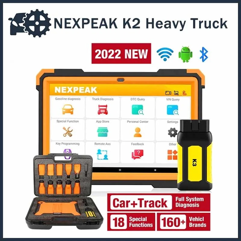 

Диагностический сканер NEXPEAK K2 для тяжелых грузовиков, инструмент OBD2 VCI для полной диагностики системы, диагностическое устройство для грузового трактора, DPF кластерная калибровка