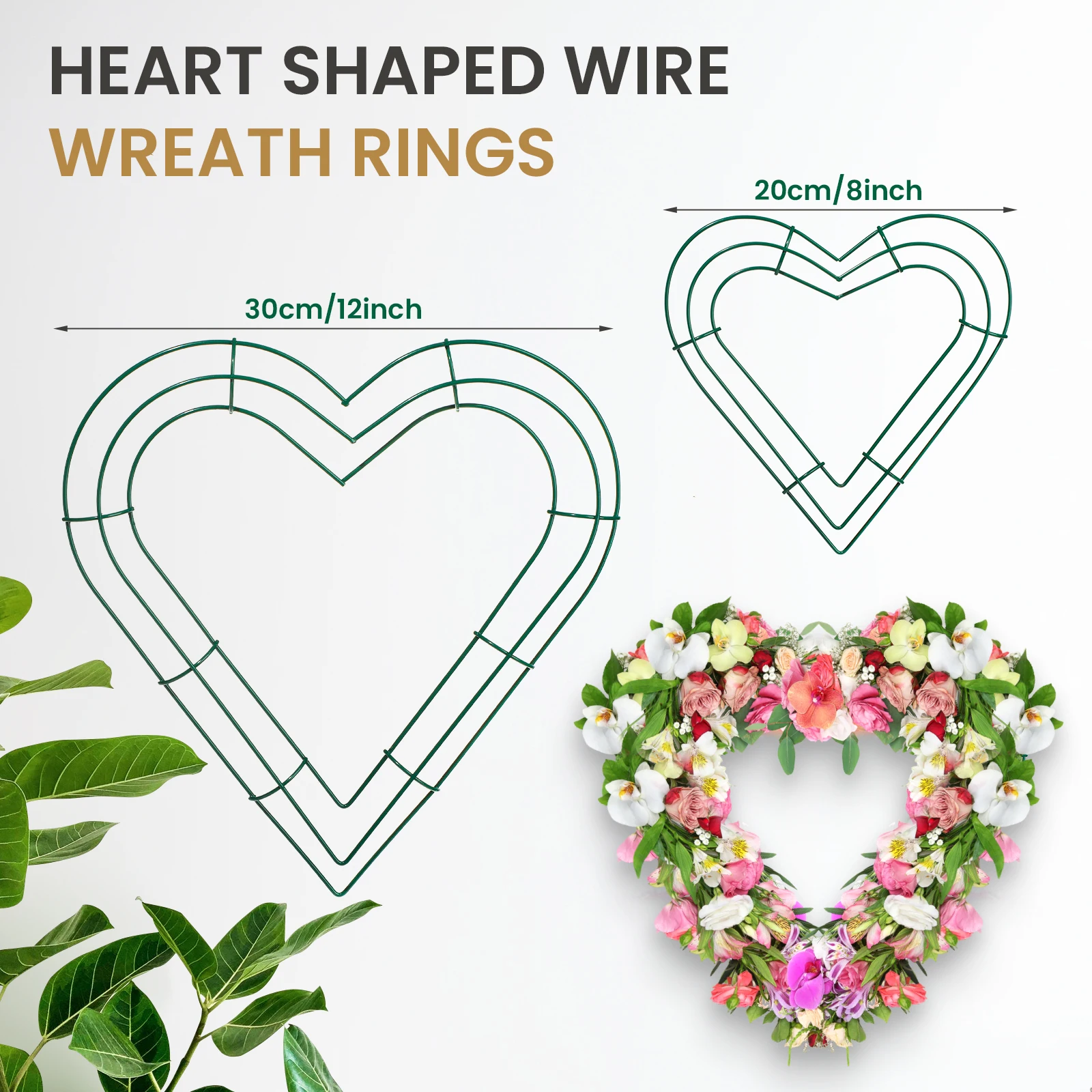 Heart Shaped Metal Wreath Iron Wreath for Flower Arrangement Christmas DIY Home Valentine's Day Wedding Decoration