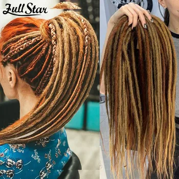 Full Star 24 Inch Handmade Ombre Black Breads Natural Look Fake Dreadlocks Synthetic Crochet Double Ended Faux Locs Extensions 1