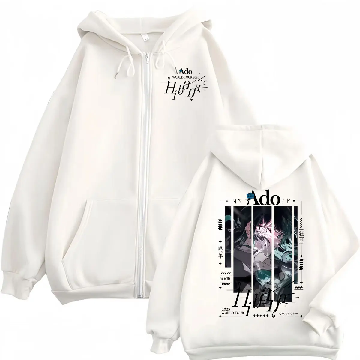 Singer Ado Hibana World Tour 2025 Zipper Hoodie Harajuku Japanese