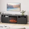 TV Stand with 23" Electric Fireplace Heater, 68" Entertainment Center for TV Up to 75",Media Console Table with Cable Management 1