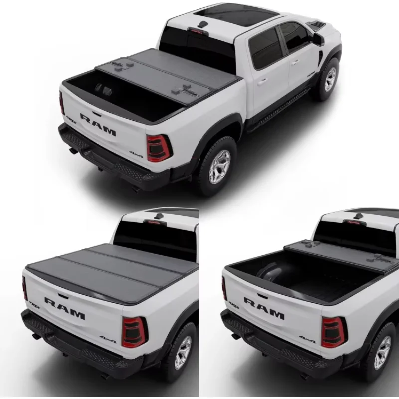|HTF011|Fits 2009-2025 Dodge Ram 1500 5' 7" Bed Without,Hard Folding Truck Bed Tonneau Cover 5