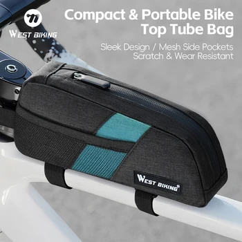 WEST BIKING Borsa per tubo superiore per bici Tasche laterali in rete Cinghie regolabili Custodia per telaio leggera a sgancio rapido Accessori per biciclette
