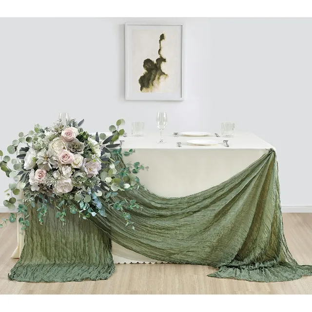 Chemin de Table en gaze style Boho, 10 pièces, 40x270cm, chemin de Table romantique pour mariage, réception nuptiale, fête d'anniversaire 4