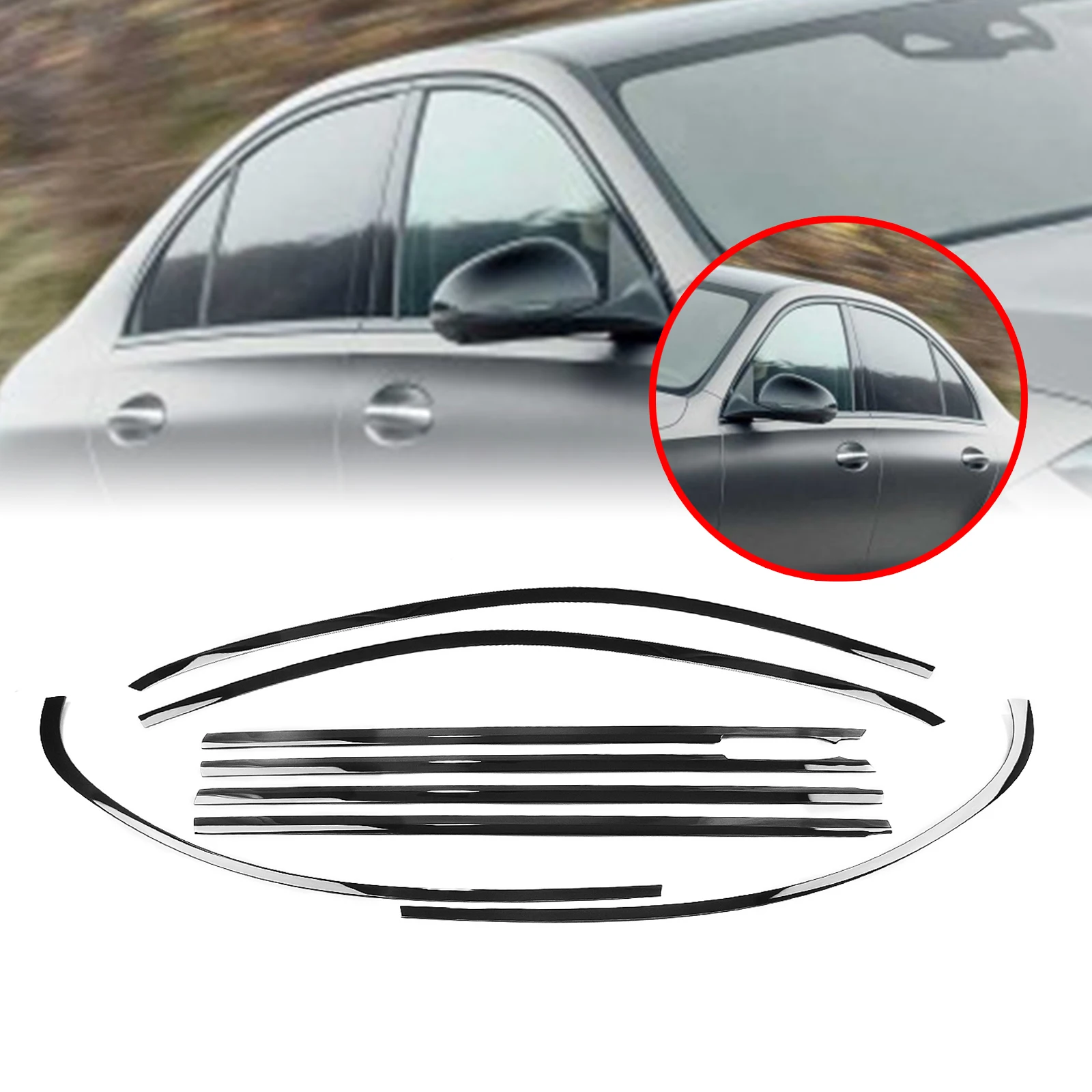 Exterior Window Trim Strip Seal Cover Weatherstrip For Mercedes Benz C Class W206 2022-2025 C200 C220 C260 C300 Sedan Short Axis