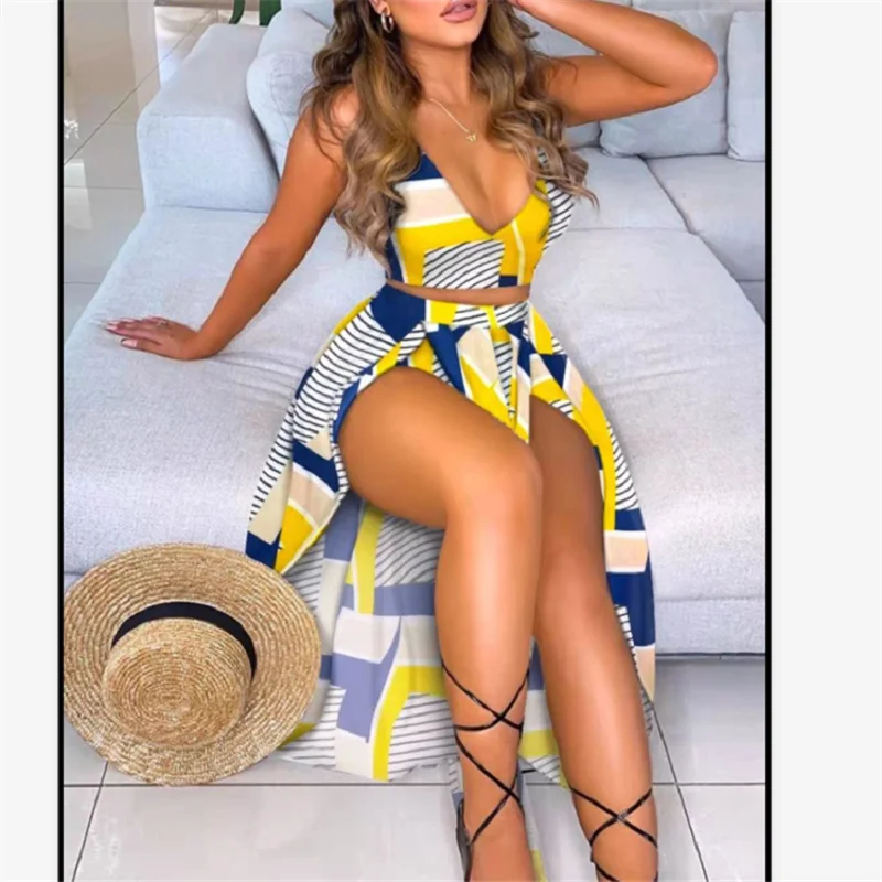 Office Lady Summer Dress Women Boho Long Maxi Harajuku Dresses Vestido Midi Elegante Print Suspenders Sexy Tube Top |