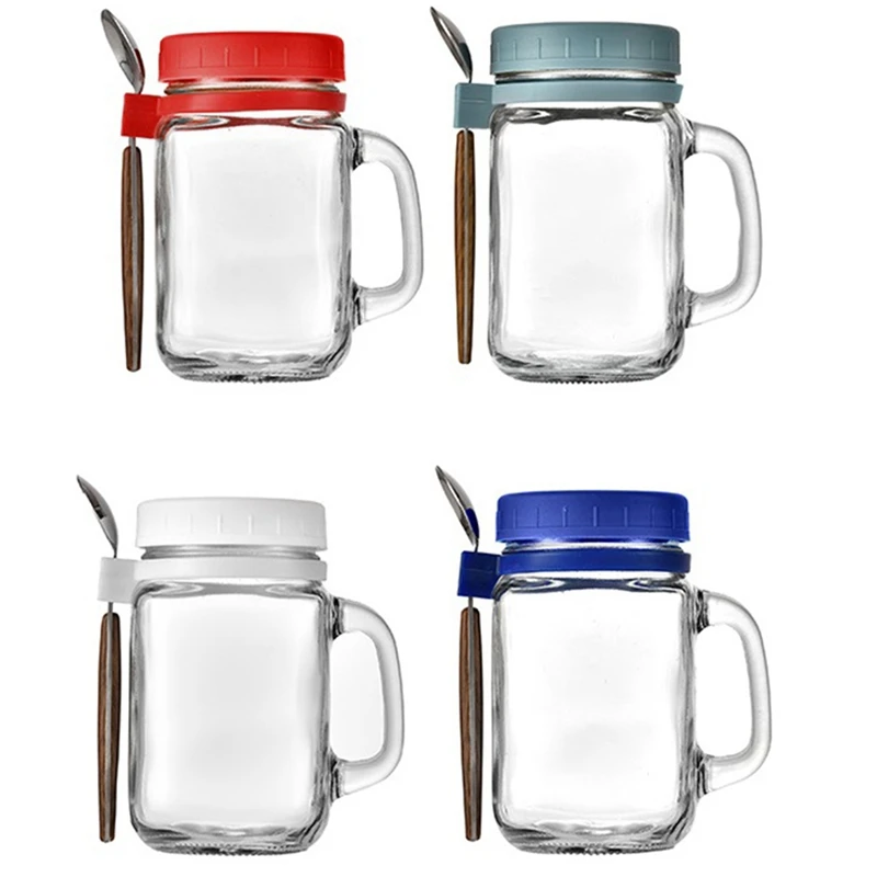 

HOT SALE Overnight Oats Jar With Lid And Spoon Milk Fruit Salad Food Storage Container Yogurt Overnight Oats Container