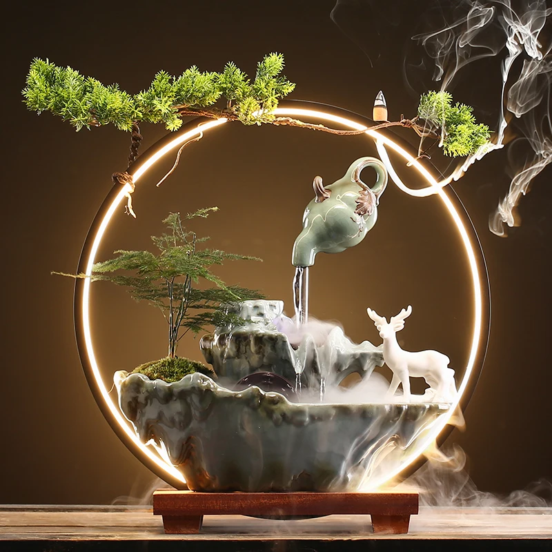 

Smoke Fountain Incense Burner Modern Smoke Fountain Incense Burner Aromatherapy Backflow Encensoir Incense Burners Ornament