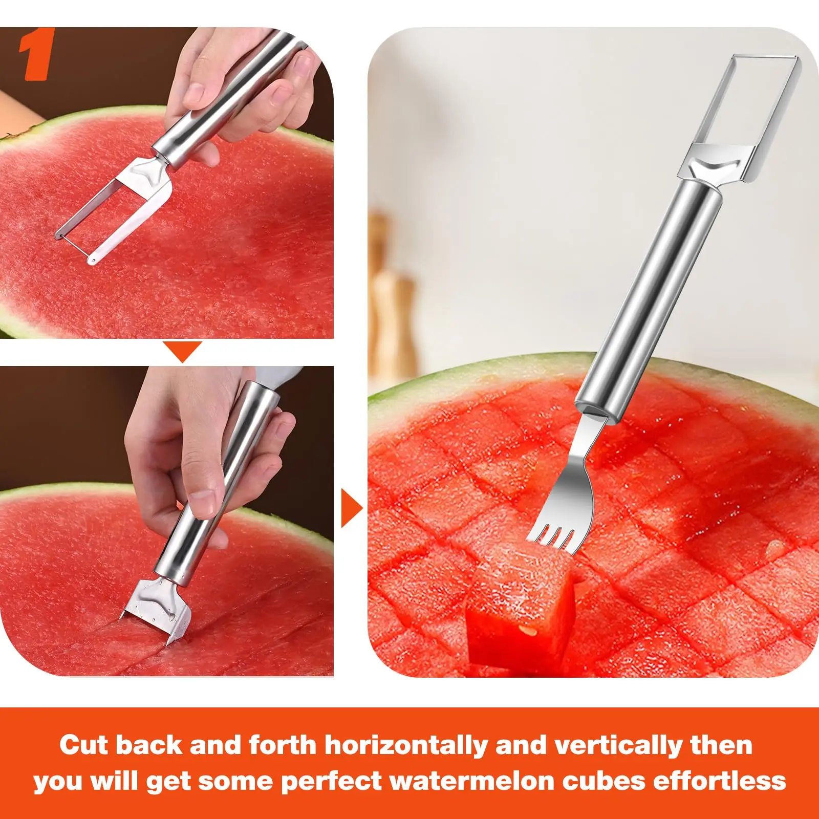 2 In 1 Watermelon Cutter Fork Portable Melons Cutter Slicers Tool vegetable cutter fruit cutter For Camping Picnic