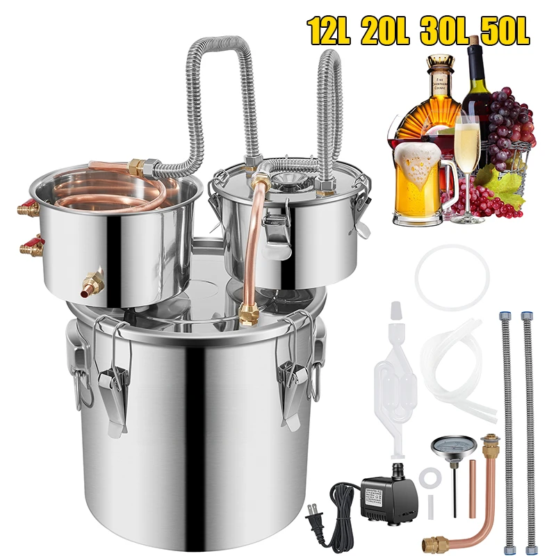12L 20L 30L 50L Alcohol Brewing Distiller DIY Moonshine Apparatus Stainless Steel Still Whisky Beer Brandy Home Appliance