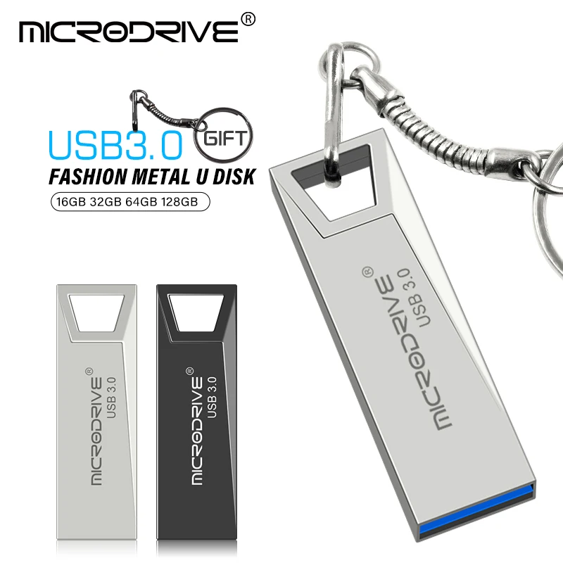 Mini unidad Flash de Metal USB 3,0 de alta velocidad, 16GB, 32GB, 64GB, 128GB, unidad USB resistente al agua, bolígrafos de memoria con llavero