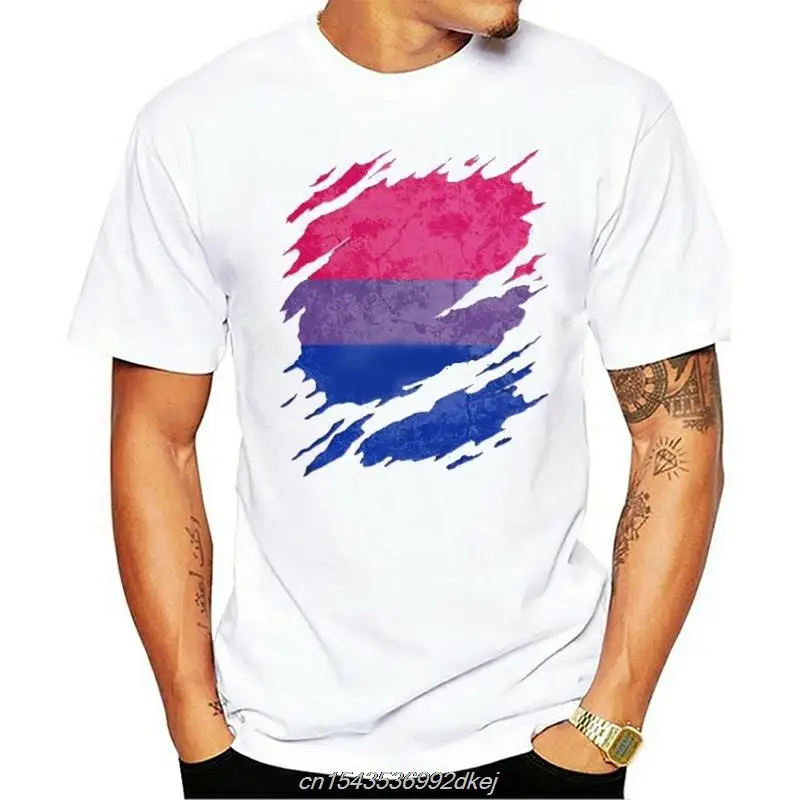 

100% Cotton O-neck Printed T-shirt Bisexual Flag Ripped T-shirt Men Women Cartoon Casual Short Broadcloth Cn(origin)