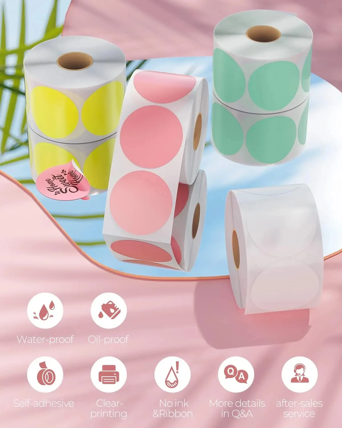 2인치 열전사 라벨 용지 원형, 가정 및 사무실용으로 이상적이며, 소규모 사업체의 의류 우편 발송에 적합합니다.