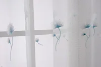 1PC Minimalist INS Small Fresh Embroidered Window Screen Curtain Plain Polyester Dandelion 1