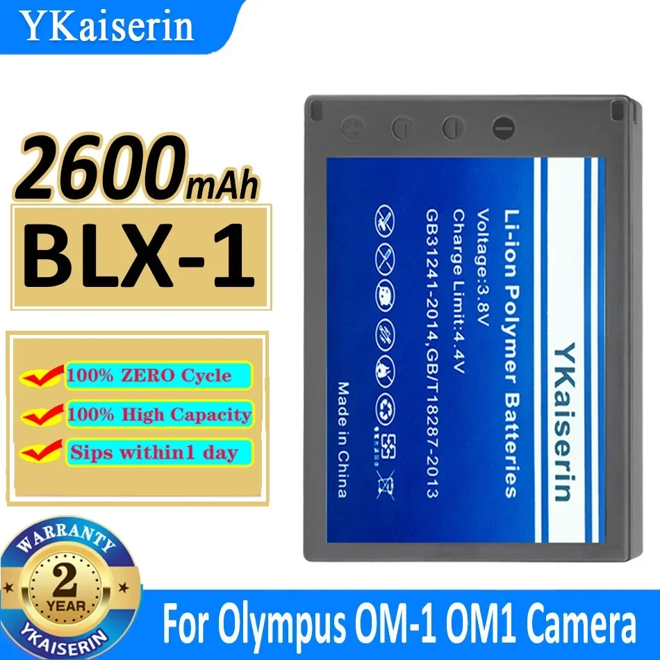 

YKaiserin BLX-1 BLX1 2600mAh Battery for Olympus OM-1 OM1 Camera High Capacity Batterie Bateria Warranty 2 Years + Track NO