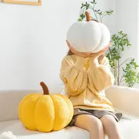 Flannel Pumpkin Pillow Cute Cartoon Pumpkin Pillows Solid Color Plush Pumpkin Cushion For Car Sofa Halloween Decoration 2