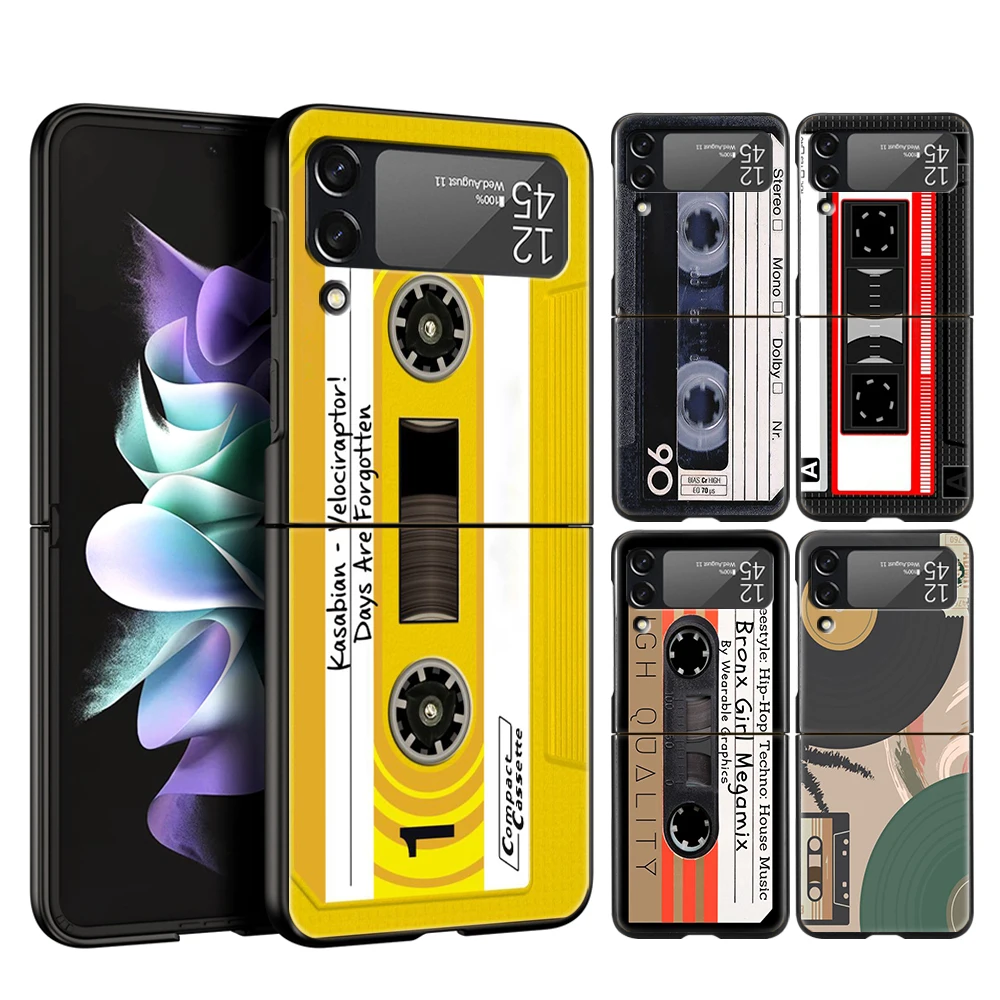 Vintage Cassette Tape Retro Style Foldable Phone Cover - Black Hard PC Shell