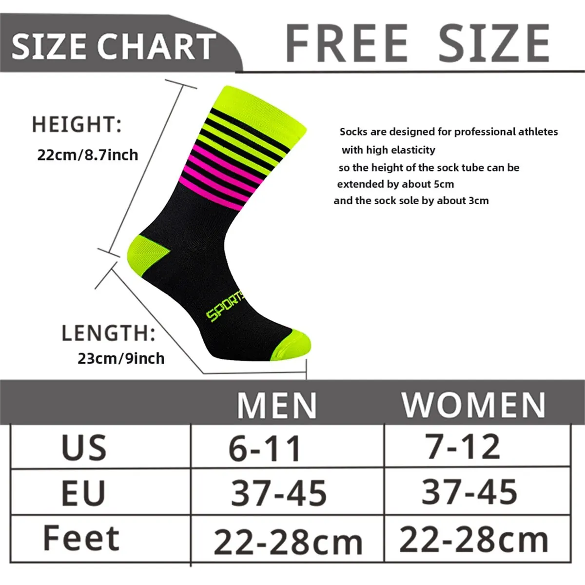 High-Performance Compression Socks - Durable, Breathable, Multi-Sport Use