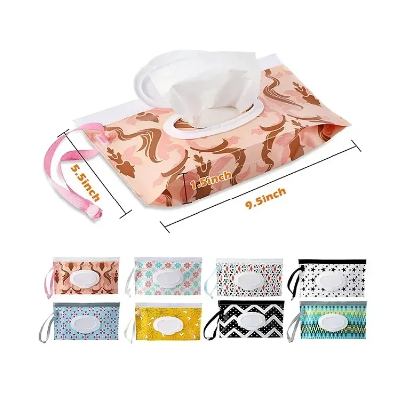 Baby Wet Wipe Pouch EVA Flip Cover Tissue Box Cute Snap-Strap Refillable Wet Wipe Bag Portable Outdoor Useful Stroller Accessory For Wet Wipe Case Baby Wipe Case Wet Wipes Case Tissue Box Wet Wipes Box