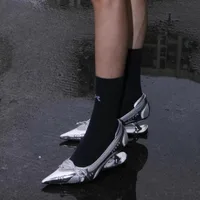 Special Heel Spliced Heels Pointed Toe Heels Women's Fashion Shallow Mouth Bow Non-Slip Mary Jane Single Shoes - Image 2