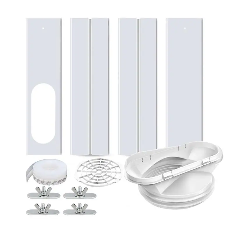 

Portable AC Window Kit Retractable Baffle Push-Pull Exhaust Hose Kit 2 In 1 Coupler Design Compatible With 5.0 Or 5.9 Diameter