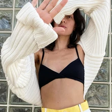 Tossy White Women Sweater Shrugs Cropped Top Full Lantern Sleeve Knitwear Pullover Sexy Summer High Street Outwear 2022 Spring