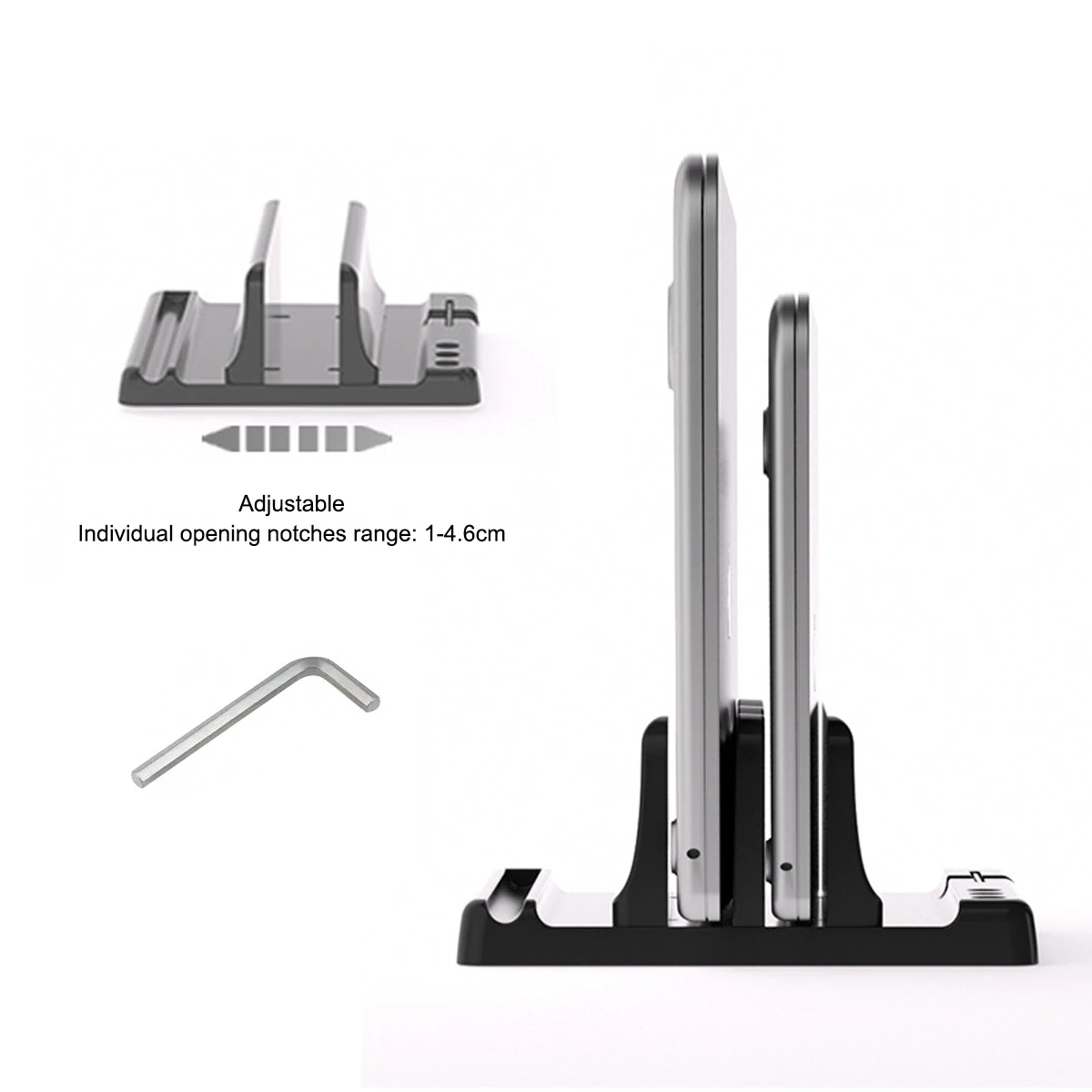 Sleek Aluminum Vertical Laptop Stand Holder with Adjustable Dock Size