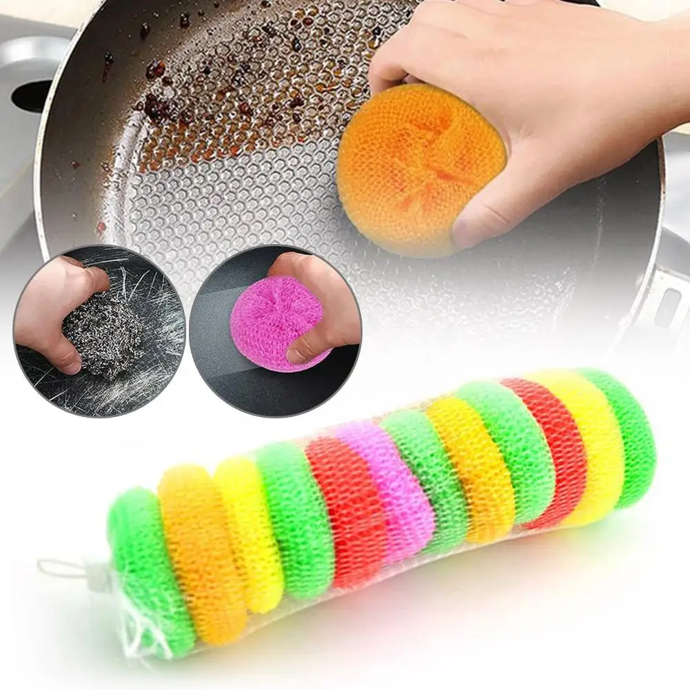 

Plastic Wire Cleaning Ball Wash Pot Brush Wash Dishes Degreas Pot Appliances Kitchen Remove Household Brush Cleaning Stains D7T2