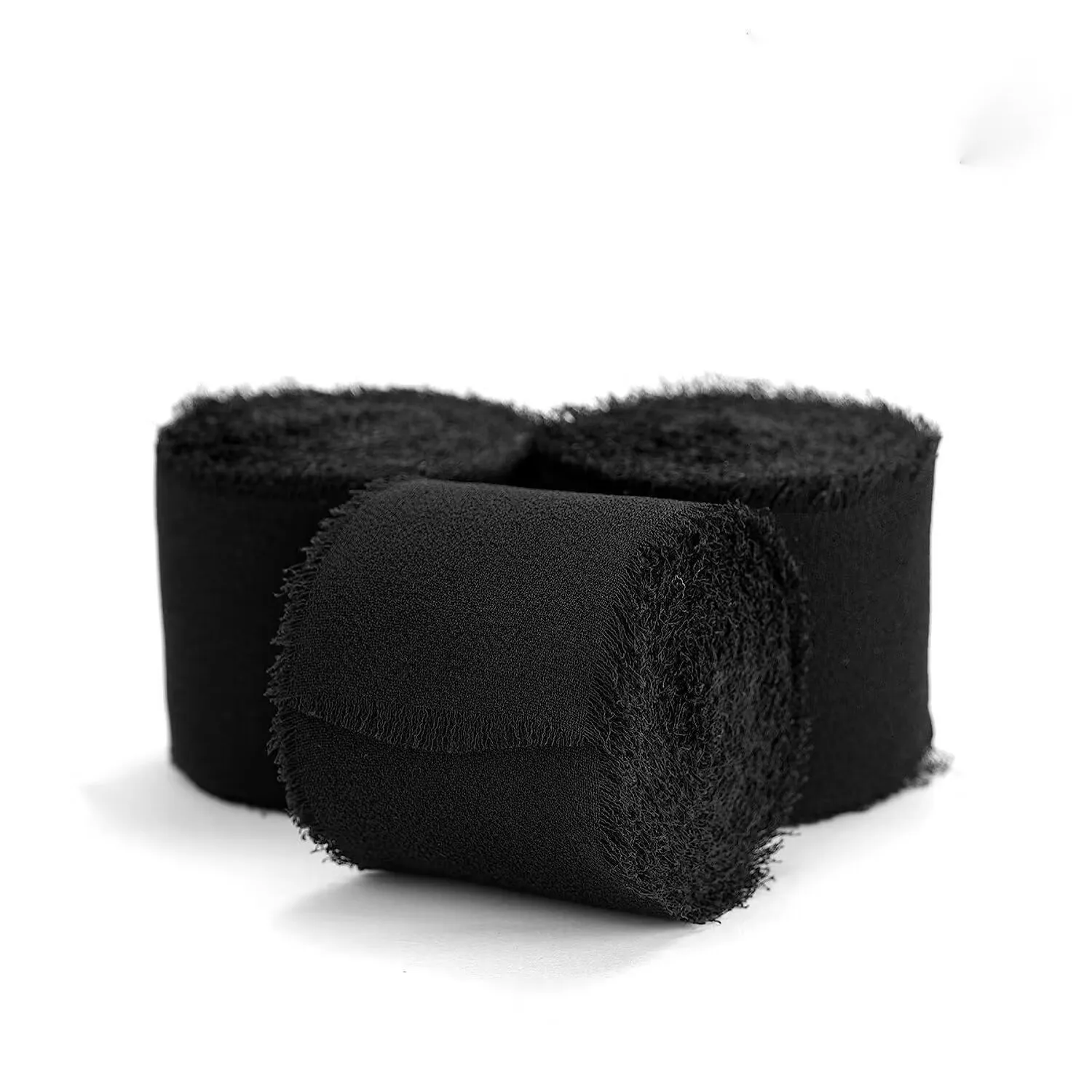 Handmade Chiffon Ribbon for Gifts Wrapping Wedding Invitations Bridal Bouquets Decorations 3 Rolls Cream White Black
