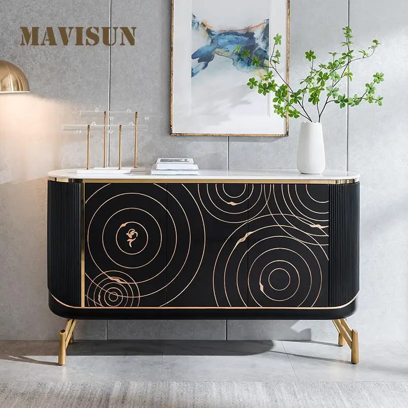 Light Luxury Solid Wood Dining Side Cabinet American Living Room Porch Cabinet Bedroom Simple Modern High-End Sideboard